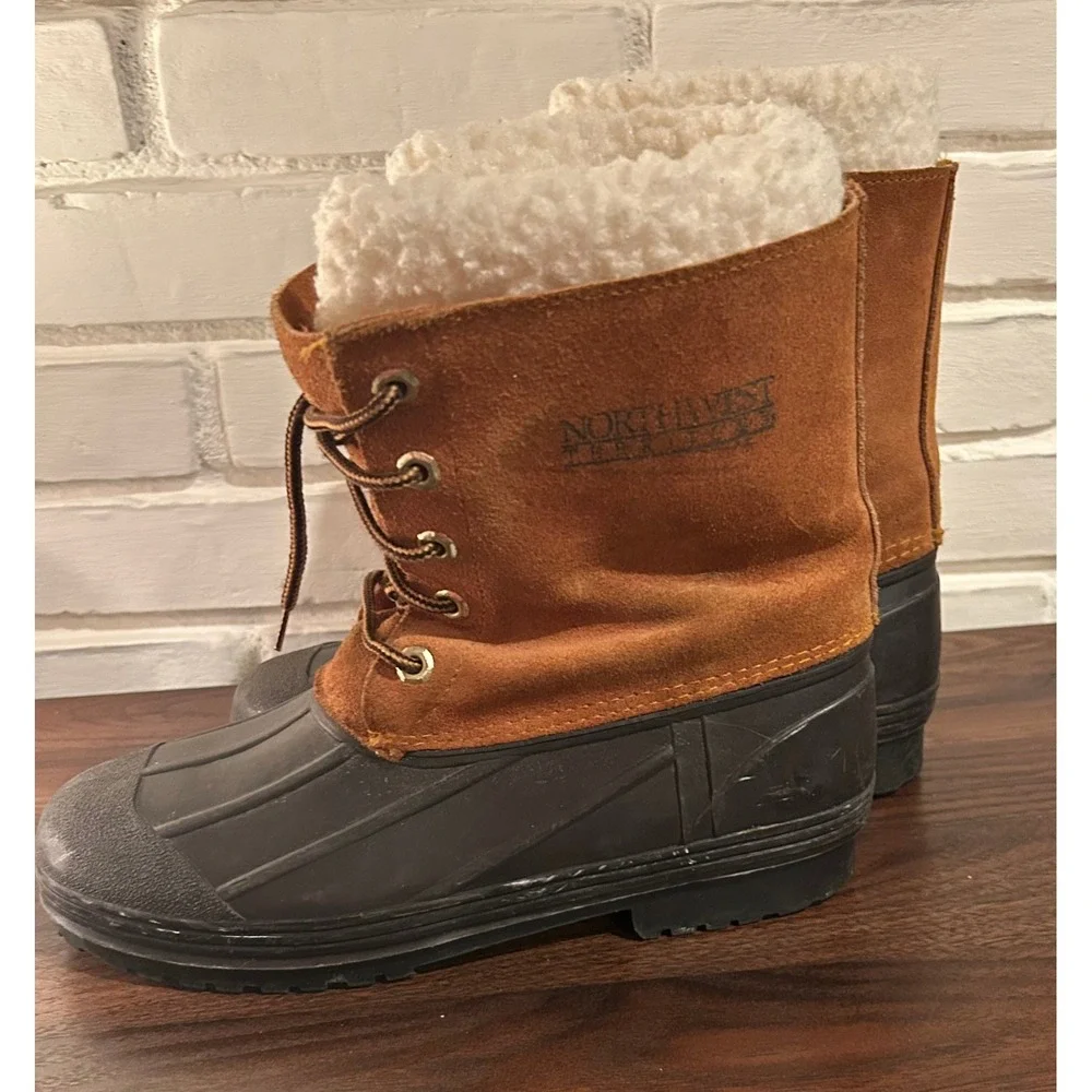 Northwest Territory Mens Duck Boot Waterproof Sherpa Lined‎ Tan Black Size 6